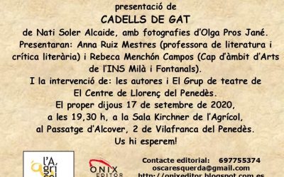 Nati Soler presenta el nou poemari “Cadells de gat” a L’Agrícol, amb la participació de la professora Rebeca Menchón