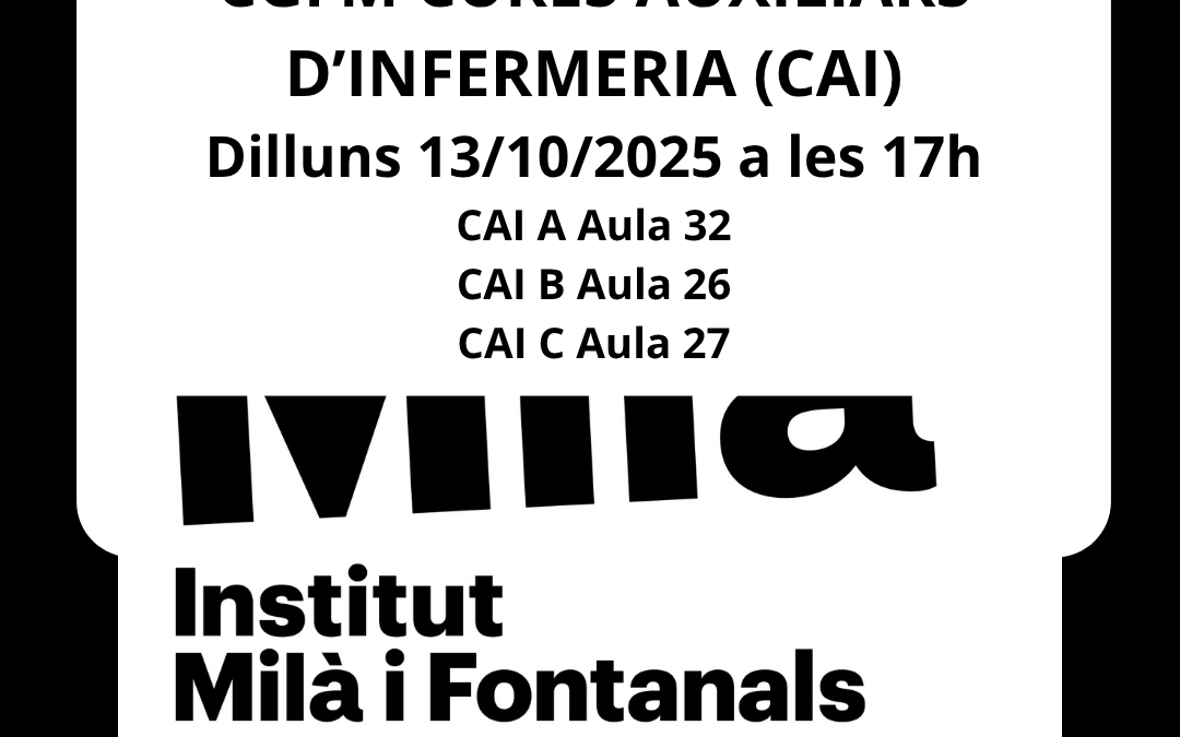 Reunió amb les famílies del cicle formatiu de grau mitjà CFGM Cures Auxiliars d’Infermeria (CAI)