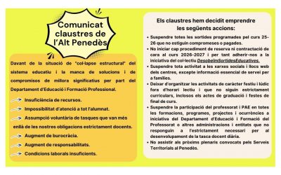 Manifest unitari dels centres educatius públics de l’Alt Penedès